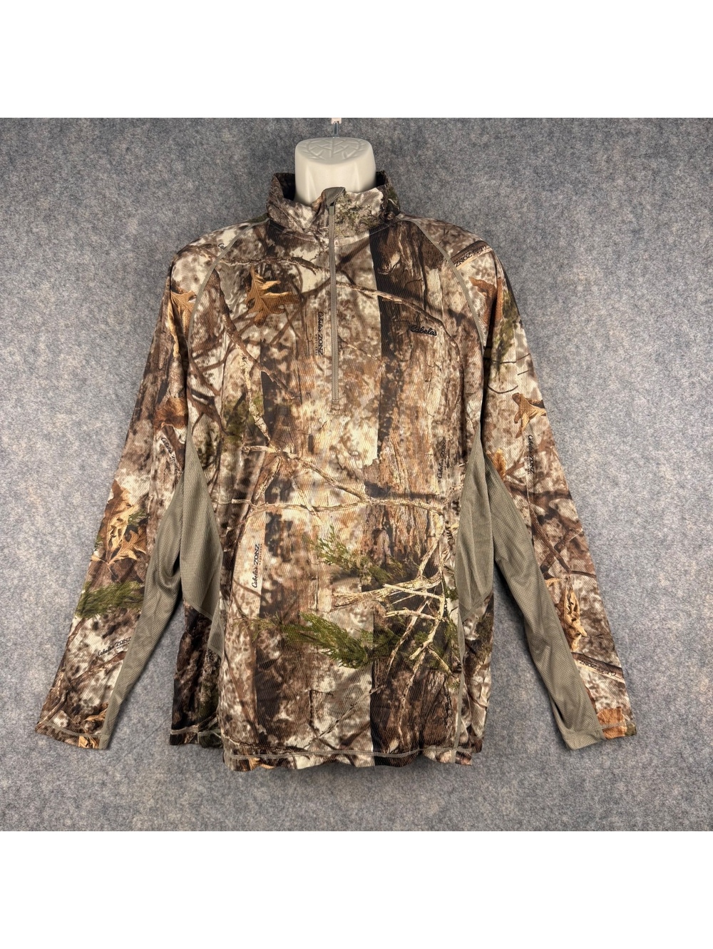 Cabela’s 1/4 Zip Camo Hunting Fishing Pullover Brown Men XL 347